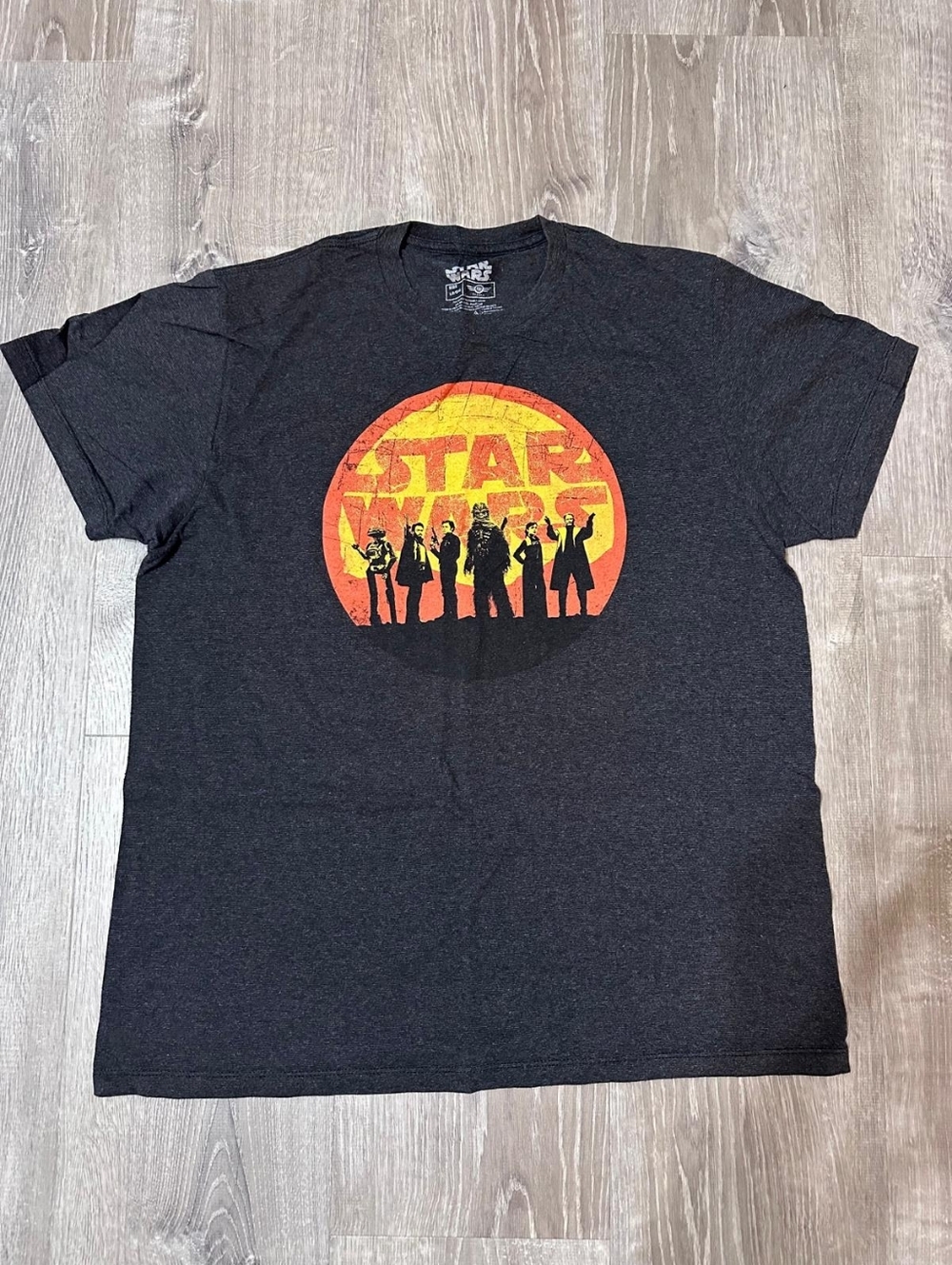 Star Wars Charcoal Black Crewneck Tee with White Logo - Picture 4 of 4